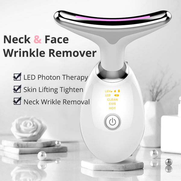 NeckLuxe™ EMS Thermal Lifting Massager – Tone, Tighten & Glow