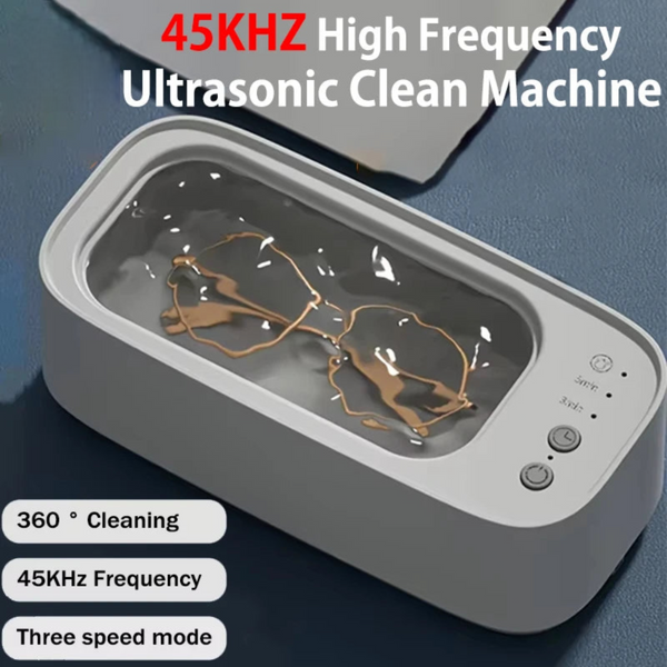 Portable Ultrasonic Jewelry Cleaner 45kHz – High-Frequency Sonic Cleaning Machine for Eyeglasses, Watches, Makeup Tools – 500ml Capacity, USB Powered